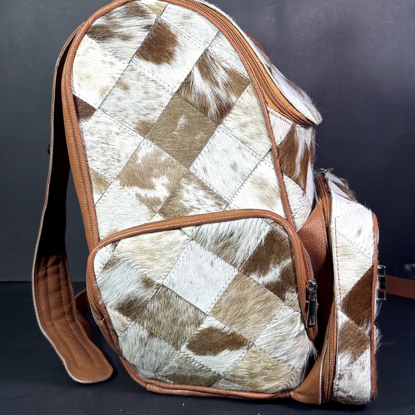 Light Patchwork Western Cowhide Backpack Purse
