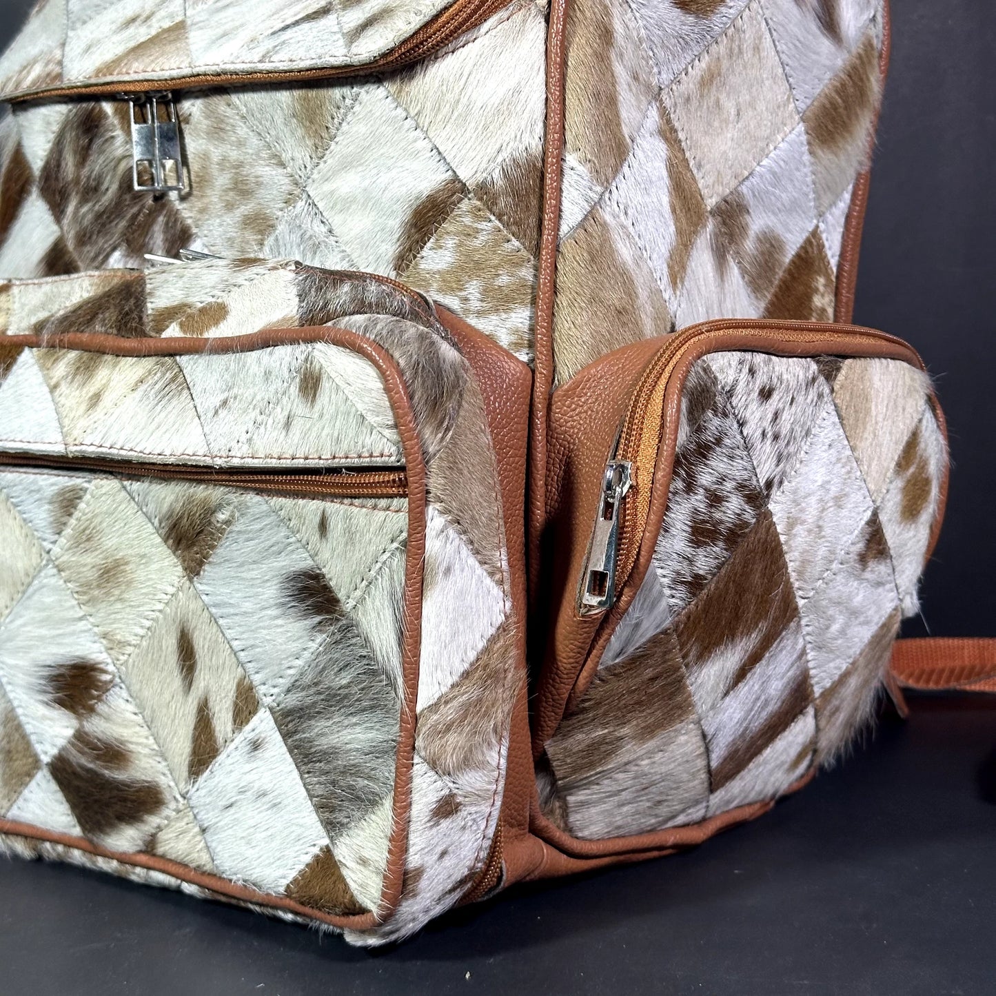 Light Patchwork Western Cowhide Backpack Purse