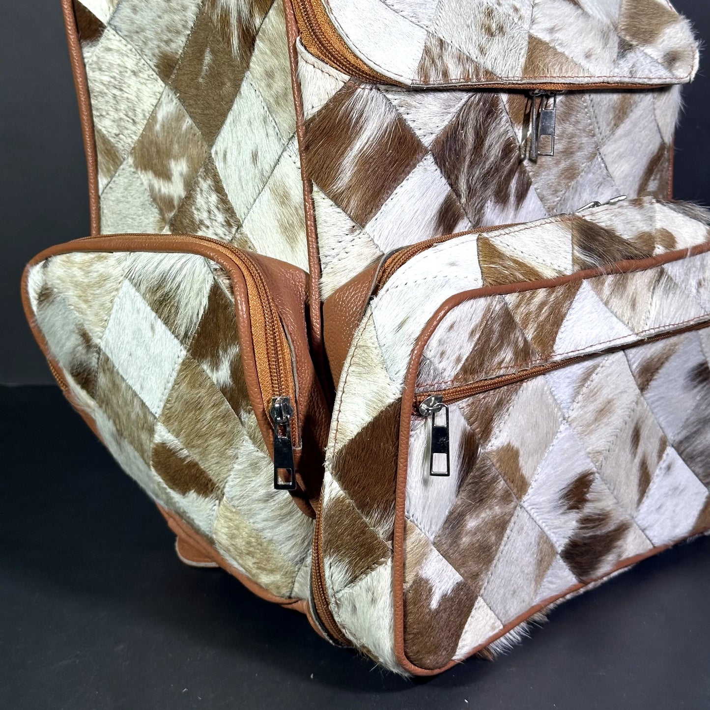 Light Patchwork Western Cowhide Backpack Purse