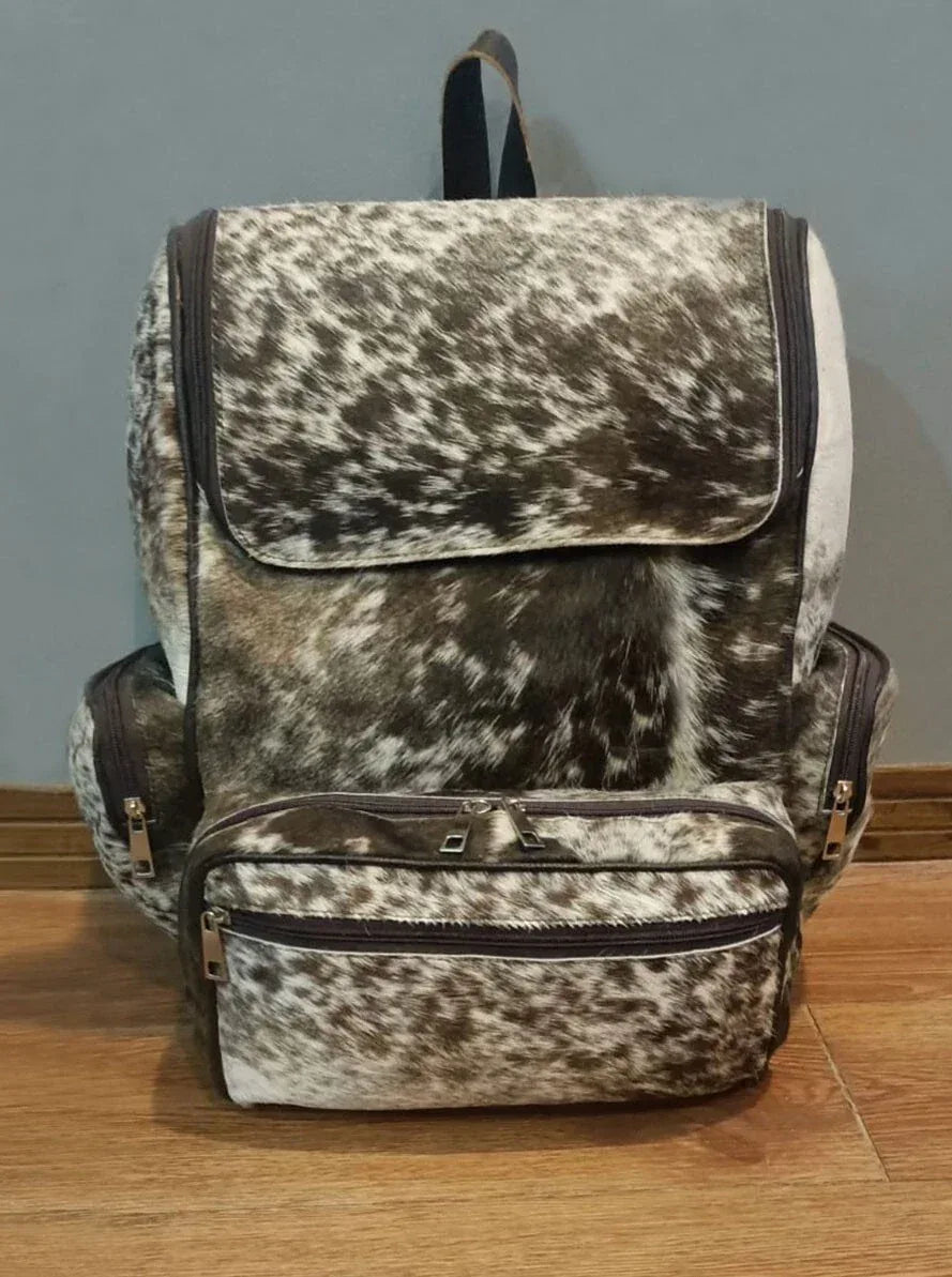 Real Tricolor Cowhide Backpack Western Style