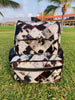 Cowhide Rucksack with Tri-Color Patchwork Fur