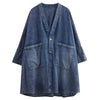 Denim Trench Coat Jacket Jean Mid-length Oversize Coat