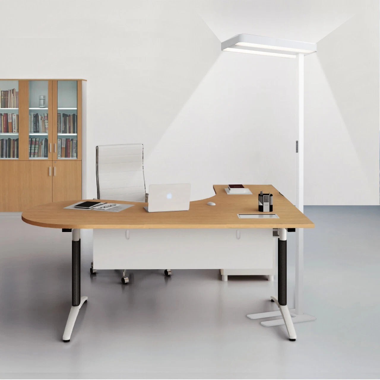 White Dimmable LED Floor Lamp Touch Control Dual Light