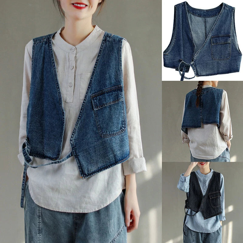 Casual Loose Fit Waistcoat Gilet Denim Vest