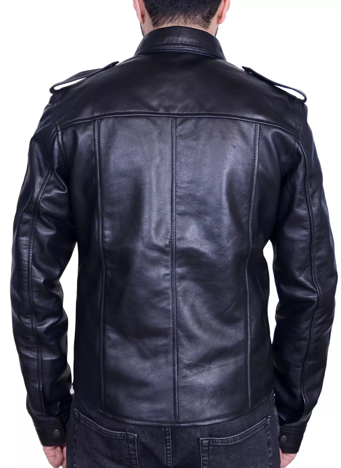 Genuine leather mens shirt long sleeve