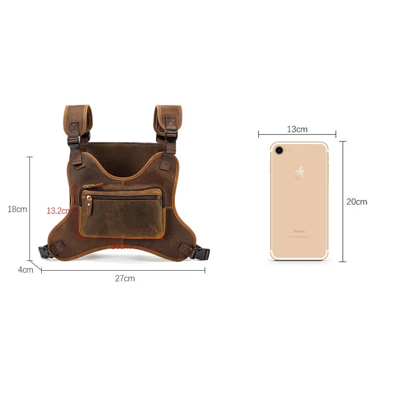 Men’s Vintage Real Leather Chest Rig Bag