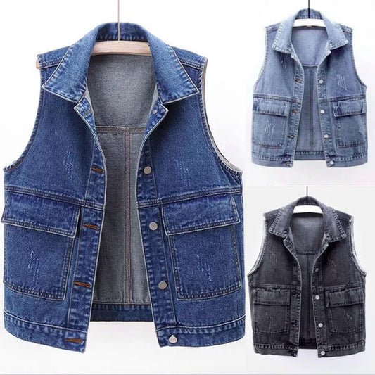 Vintage Denim Waistcoat Vest for Women