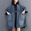 Denim Trench Coat Jacket Jean Mid-length Oversize Coat