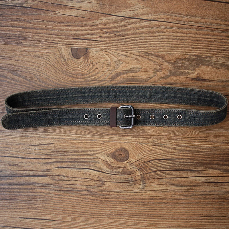 Washed Black Denim Belt Unisex Punk Style