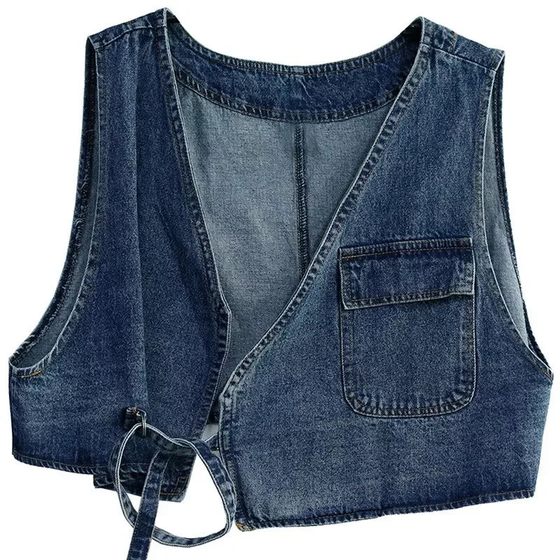 Casual Loose Fit Waistcoat Gilet Denim Vest