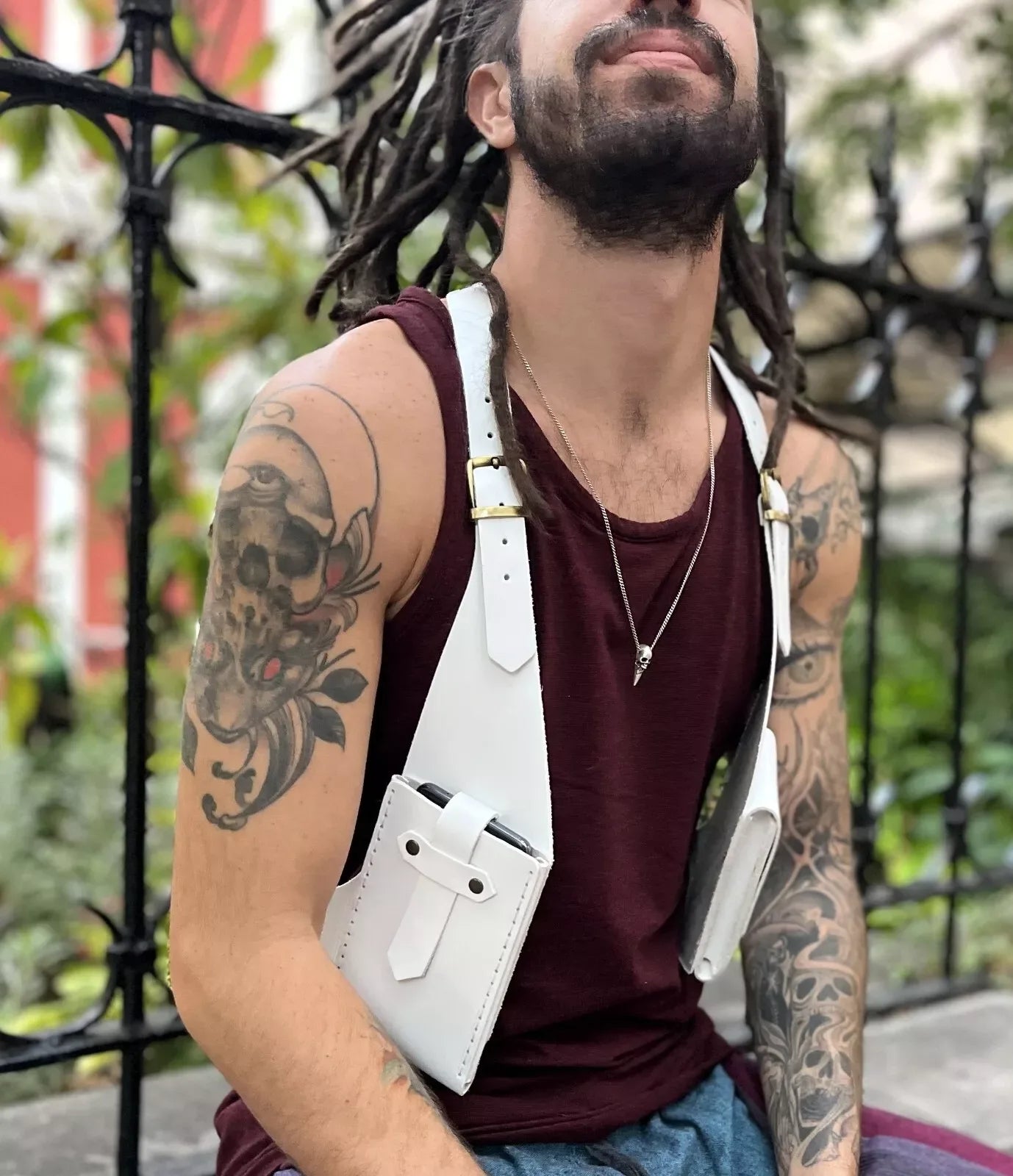 Leather Shoulder Holster Bag White