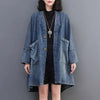Denim Trench Coat Jacket Jean Mid-length Oversize Coat