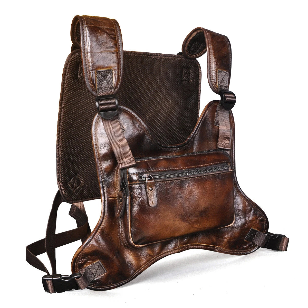 Men’s Vintage Real Leather Chest Rig Bag