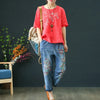 Floral Embroidered Denim Jogger Pants for Women