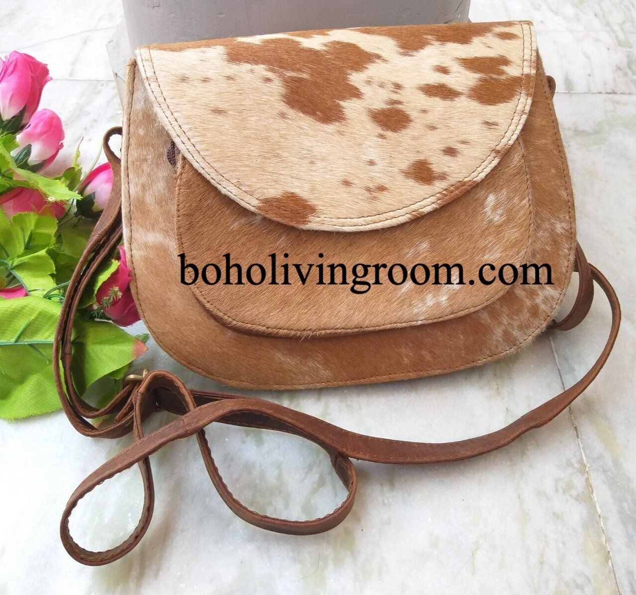Real cowhide Crossbody Sling Bag