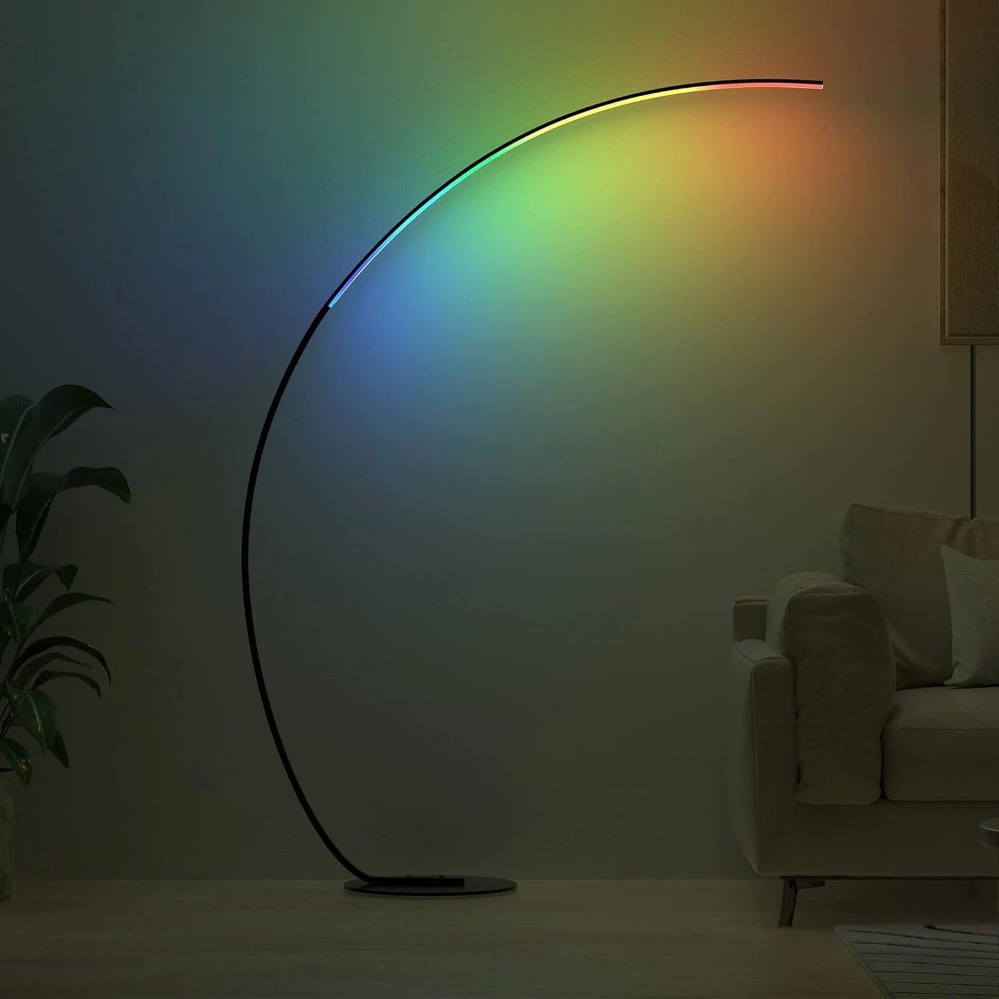Black Arc Floor Lamp Modern Curved LED Light