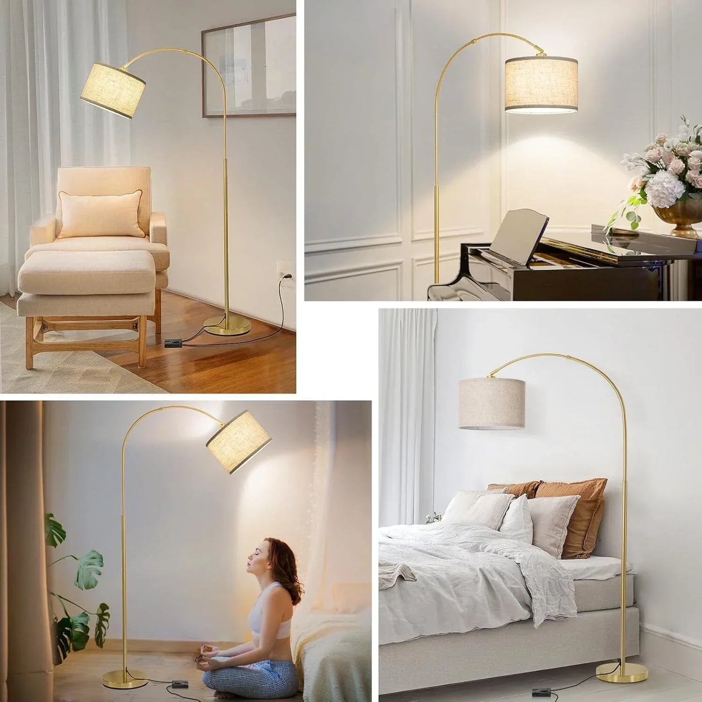Curved Standing Gold Arc Lamp for Living Room