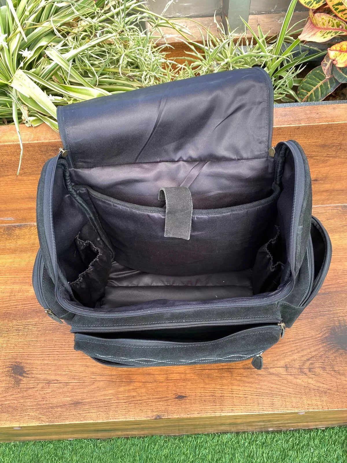 Suede Leather Backpack Boot Stitch