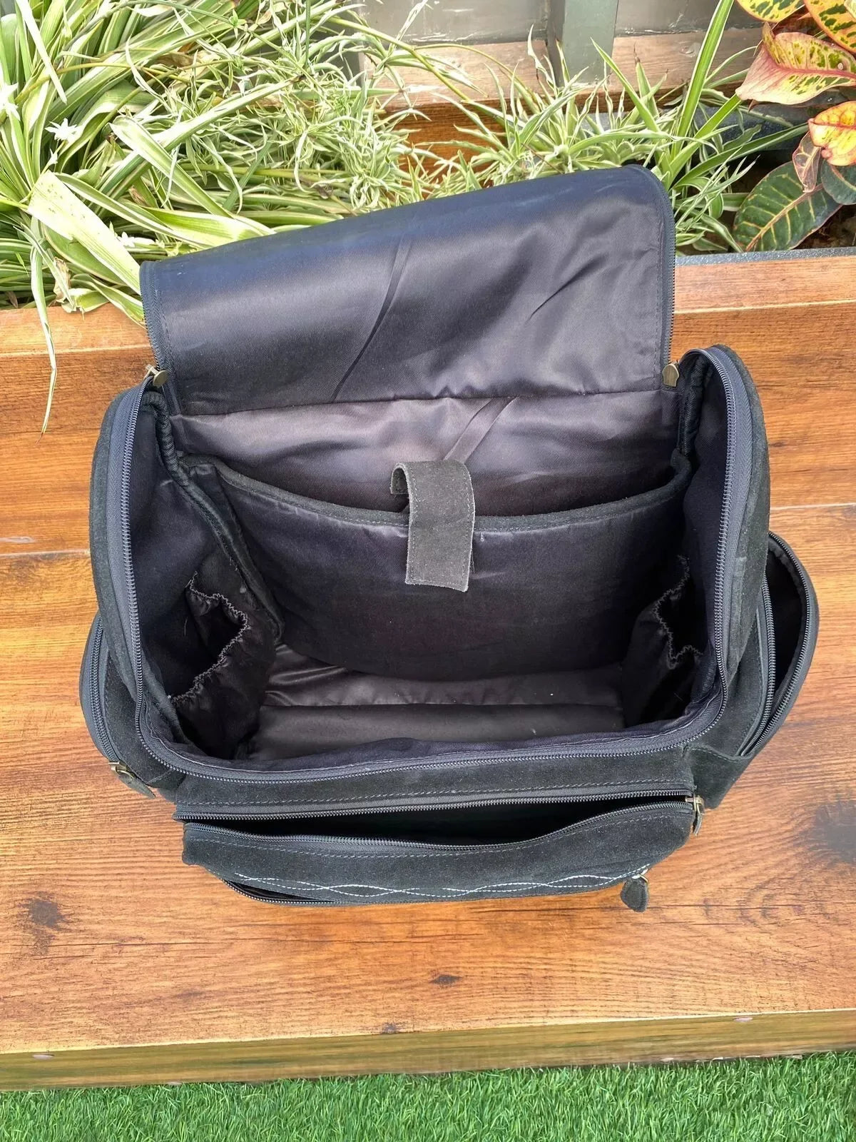 Suede Leather Backpack Boot Stitch