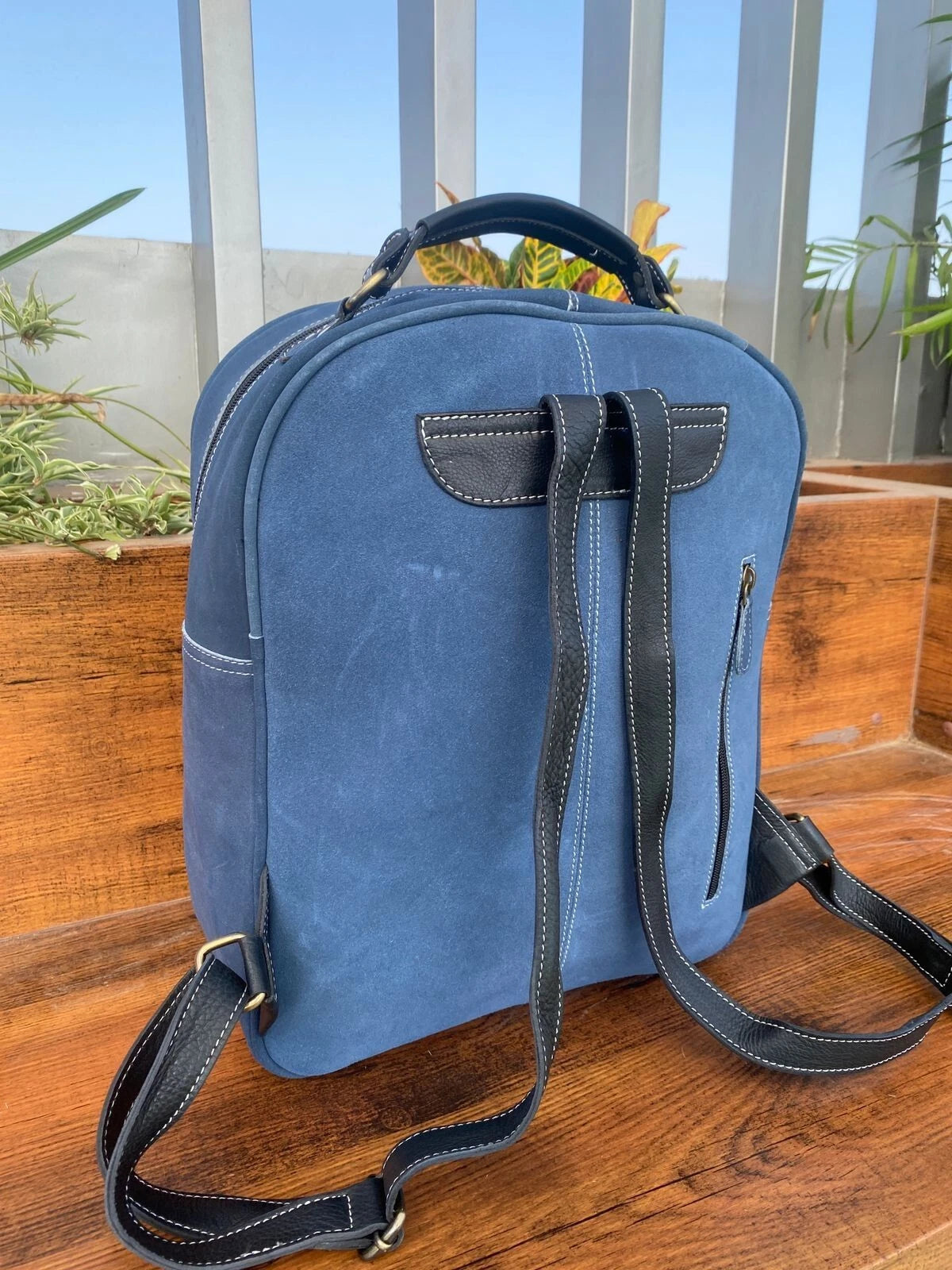 Western Tooled Leather Suede Travel Backpack