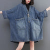 Denim Trench Coat Jacket Jean Mid-length Oversize Coat