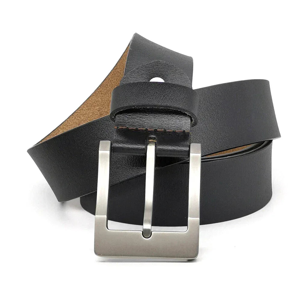 Handmade Brown Leather Belt for Men Classic Buckle