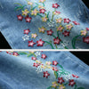Floral Embroidered Denim Jogger Pants for Women