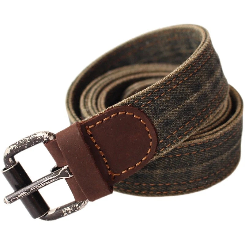 Washed Black Denim Belt Unisex Punk Style