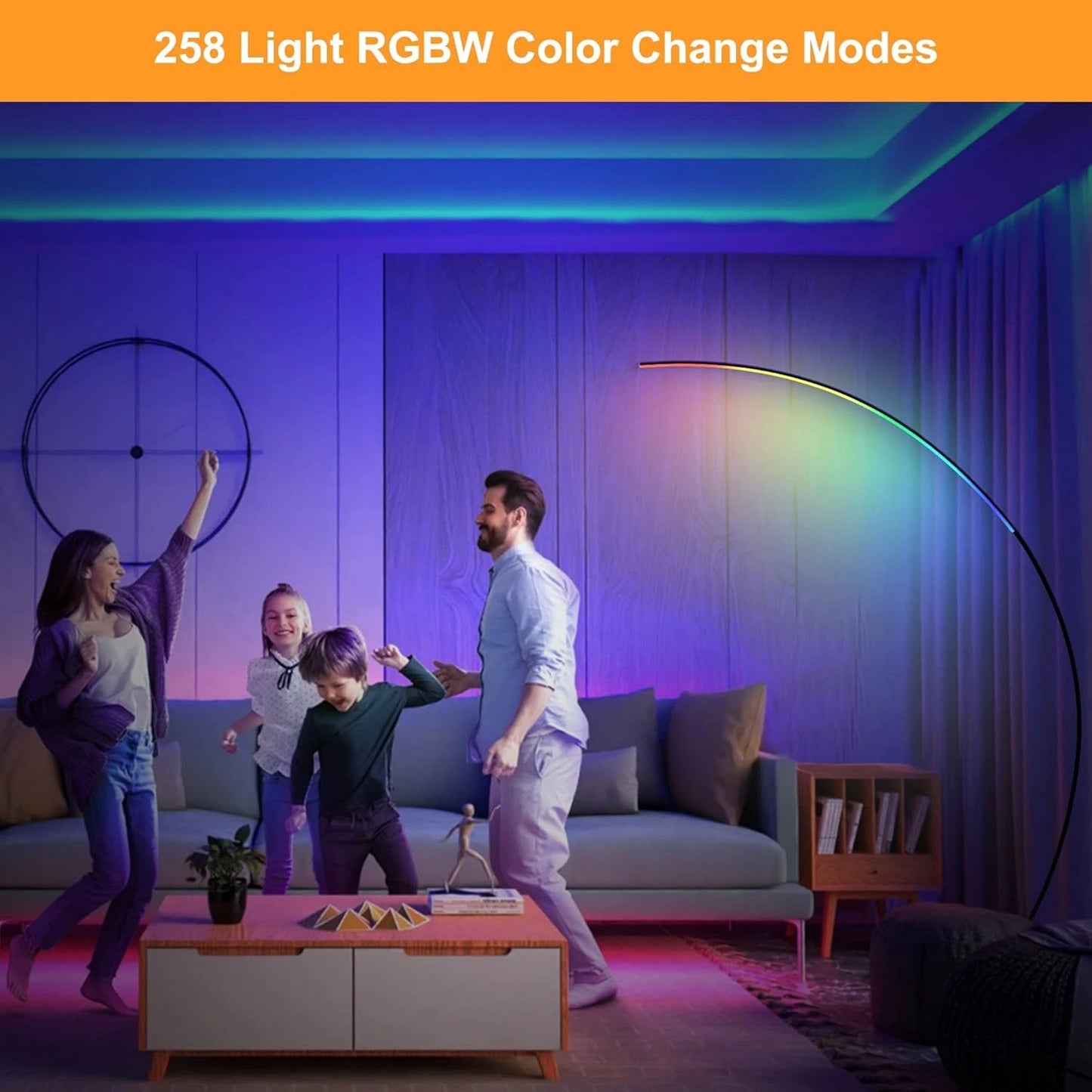 Black Arc Floor Lamp Modern Curved LED Light