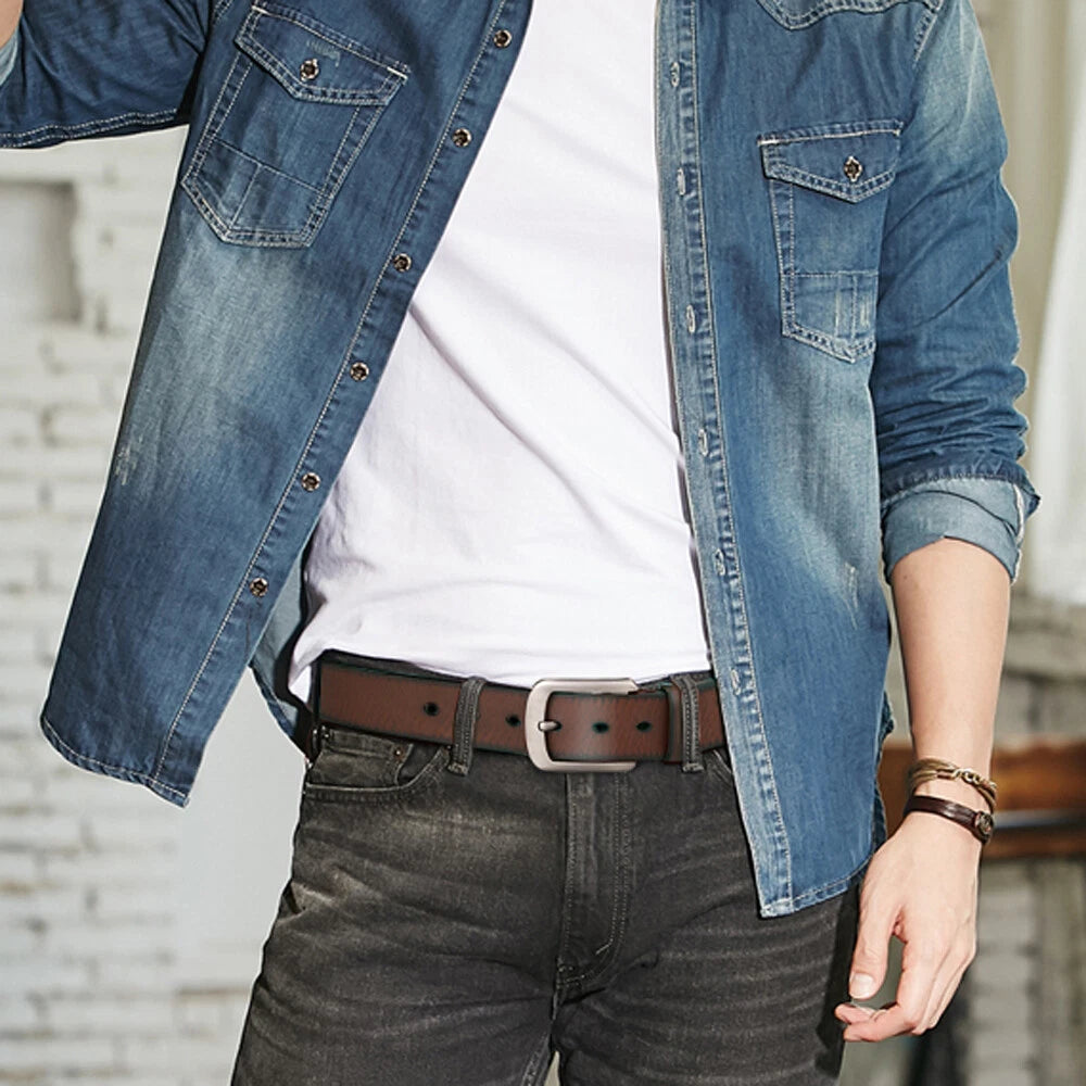 Genuine Cowhide Leather Belt for Men Tall Sizes