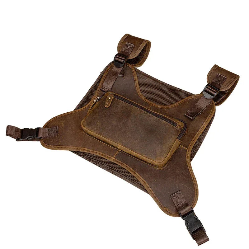 Men’s Vintage Real Leather Chest Rig Bag