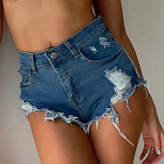 Mini Ripped Denim Shorts for Women Micro Fit