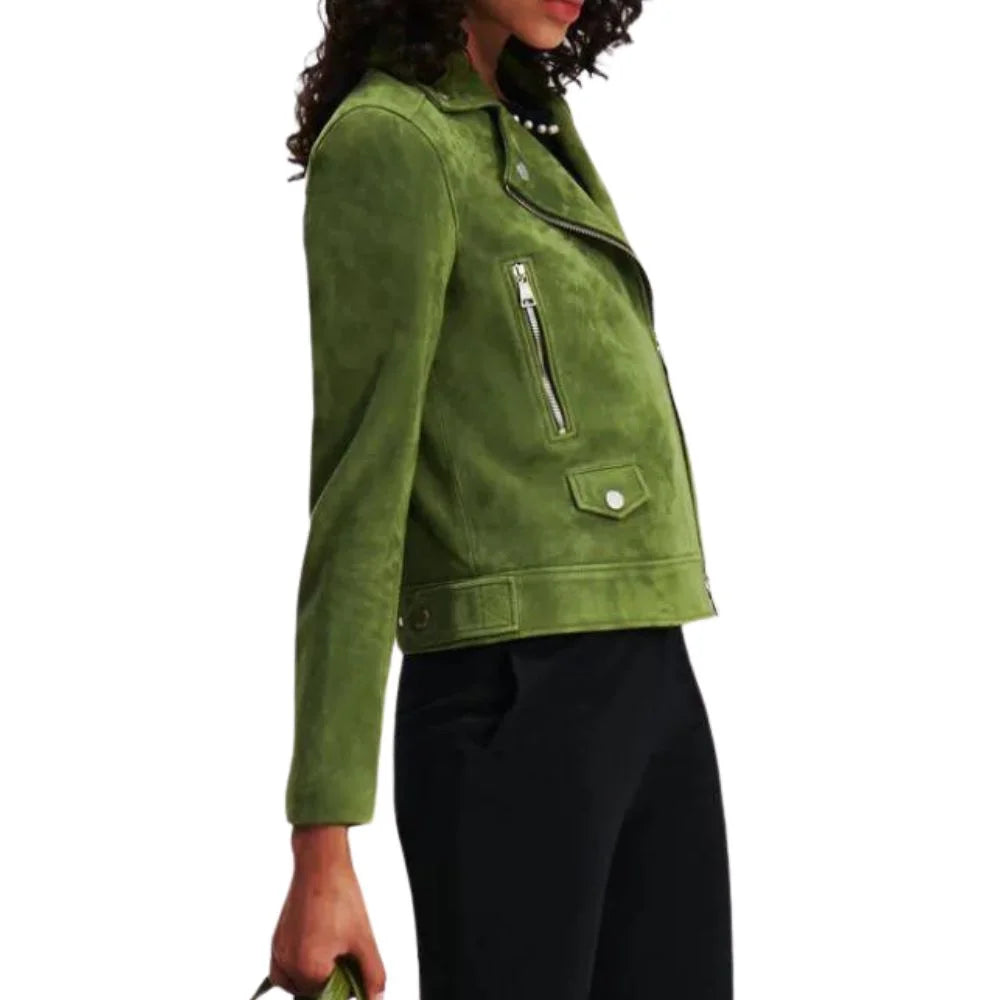 Green Suede Jackets For Women Leather