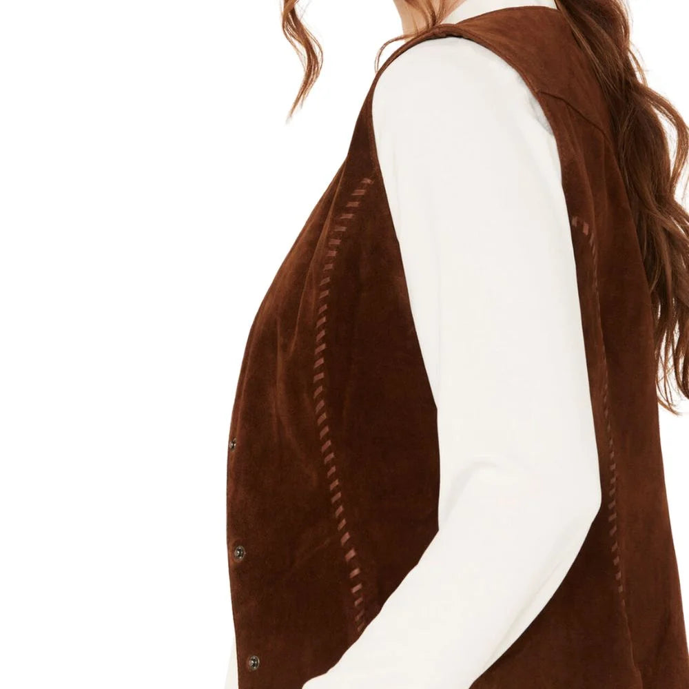 womens western vest suede leather