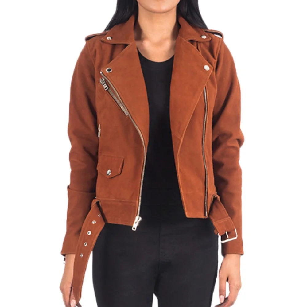 leather suede jackets for women with belt