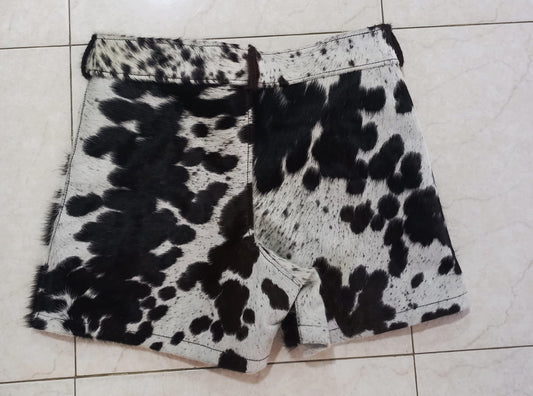 tricolor cowhide shorts for women