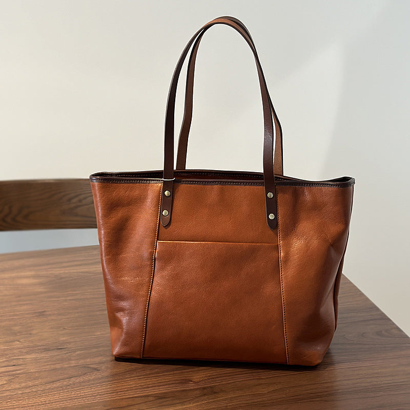 Full Grain Leather Tote Bag Office Shoulder