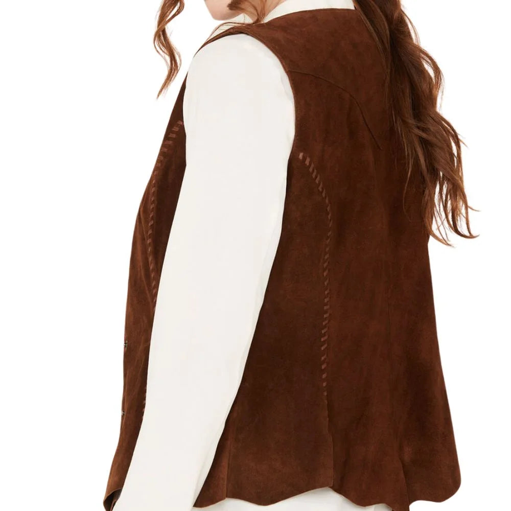 womens western vest suede leather