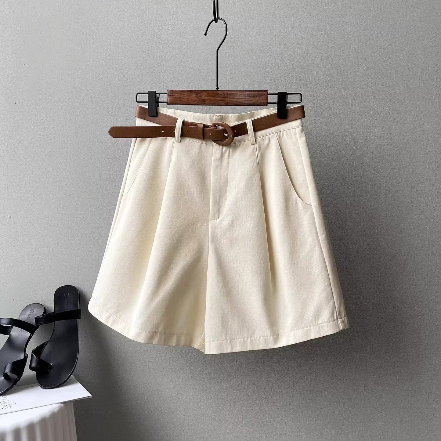 High Waist Belted Summer Shorts for Women