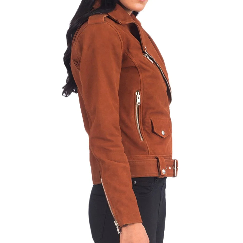 leather suede jackets for women with belt
