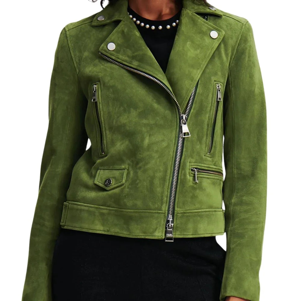 Green Suede Jackets For Women Leather