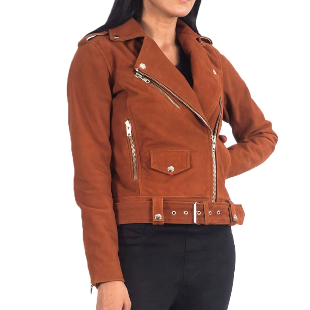 leather suede jackets for women with belt