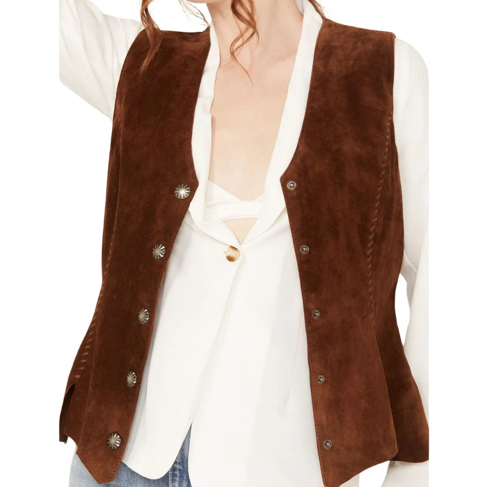 womens western vest suede leather