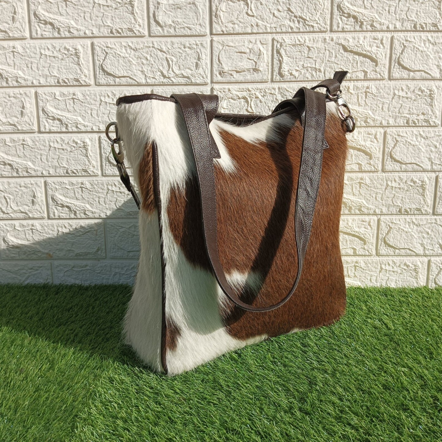 Cowhide Shoulder Bucket Purse