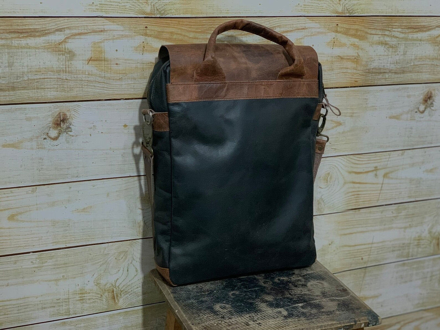 Real Waxed Leather Messenger Bag