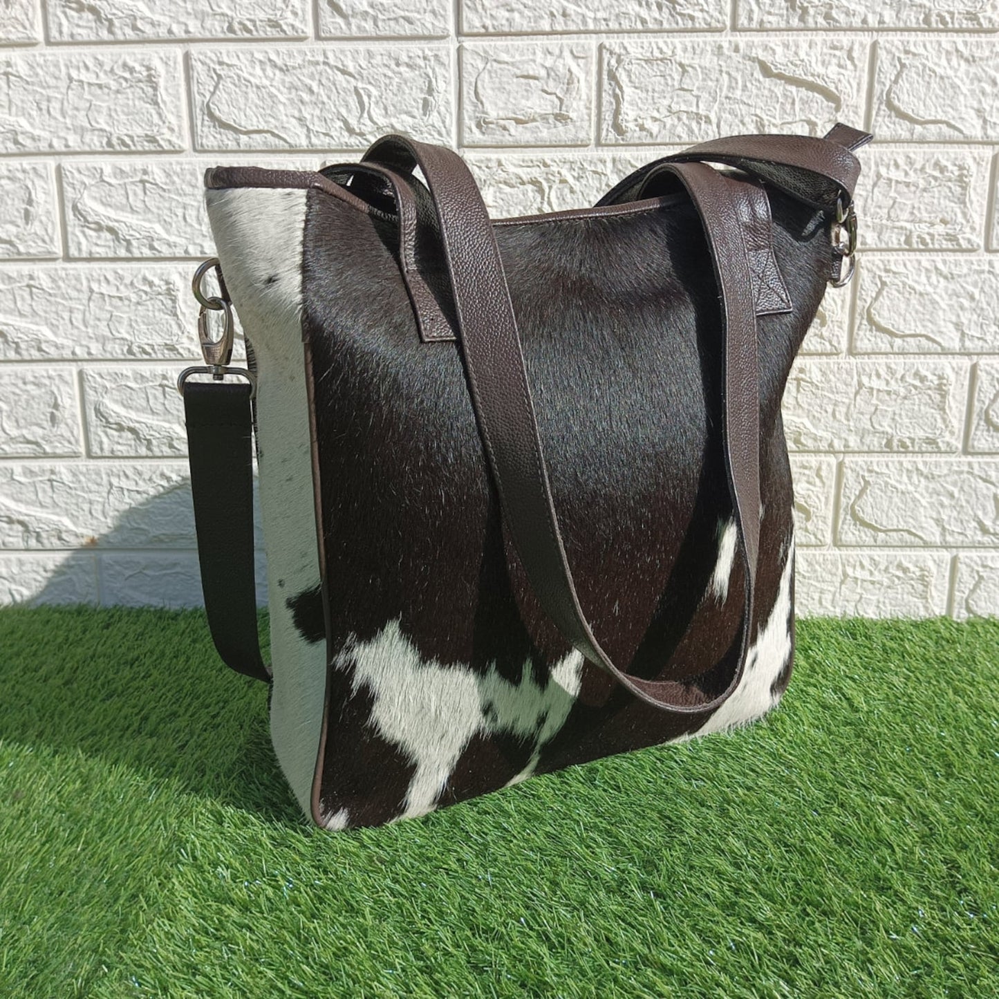 Cowhide Shoulder Bucket Purse