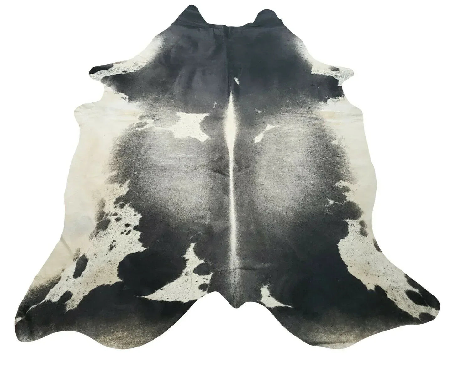 Dark Gray White Cowhide Rug 7.9ft x 6.5ft