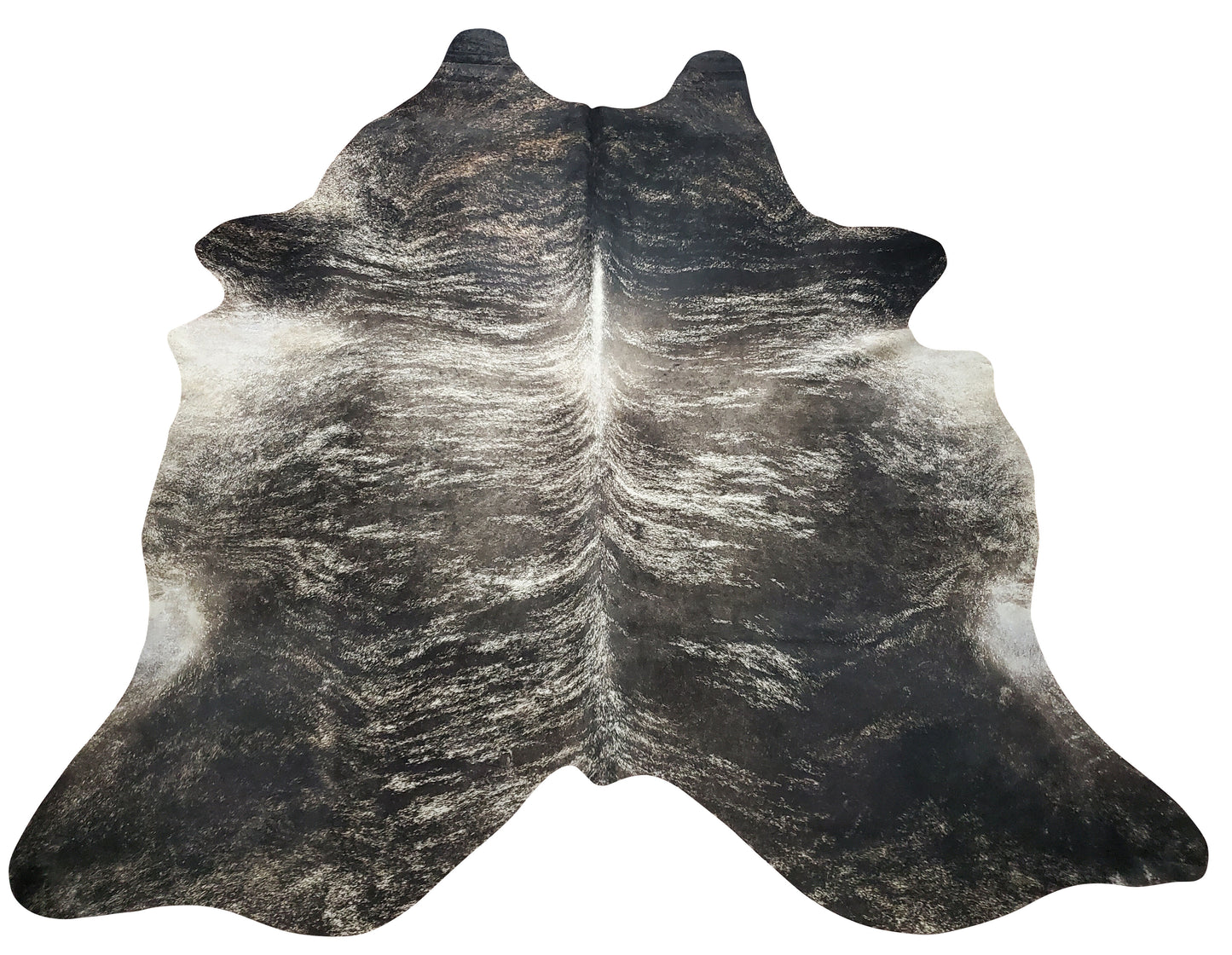 A beautiful cowhide rug in lots of dark brindle, it will be a perfect match in any southern style living room and pets love it.