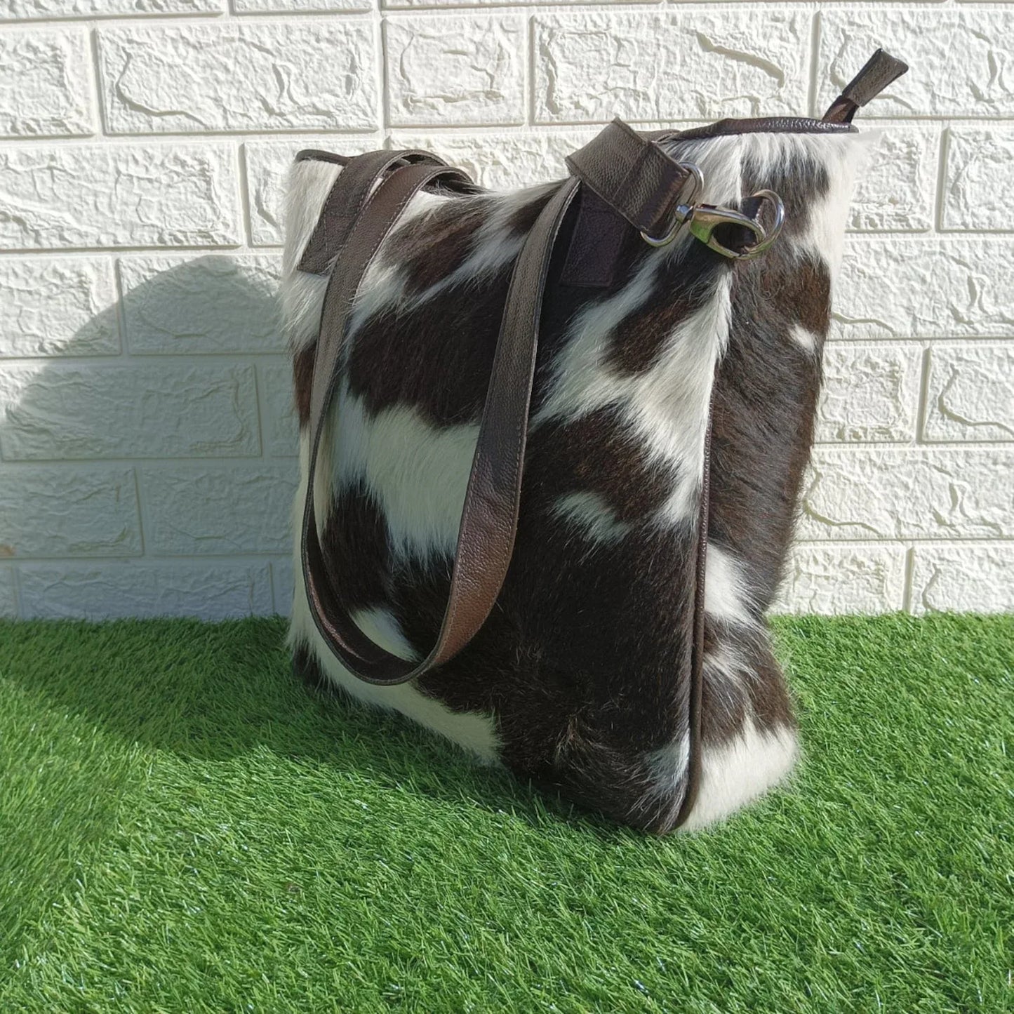 Cowhide Shoulder Bucket Purse