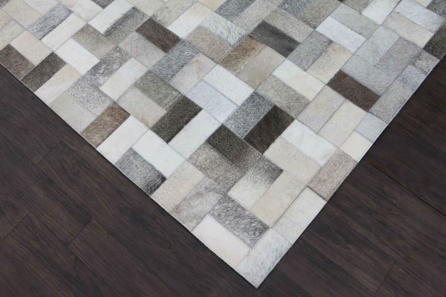 Real Cowhide Patchwork Rich Grey